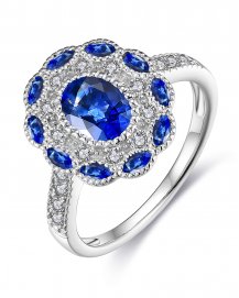 OVAL COLORED STONE DIAMOND RING (TR3550)